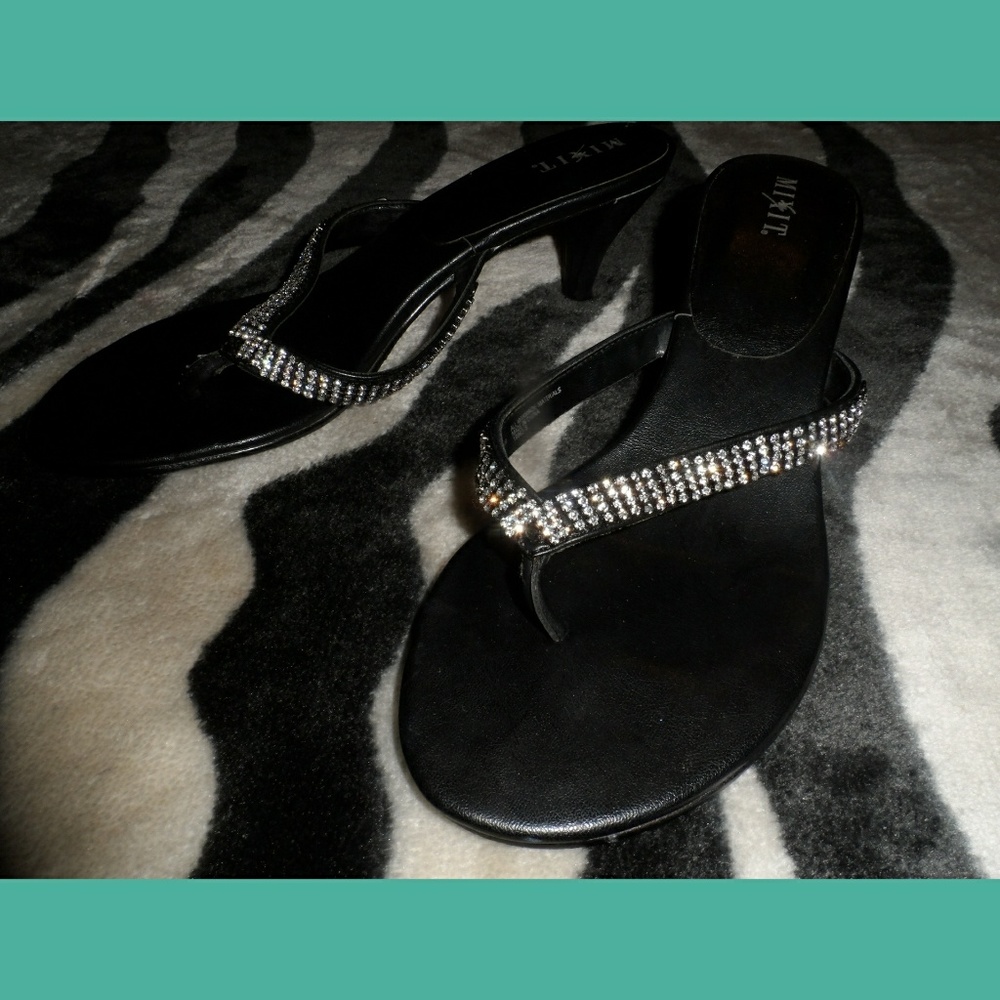 Black Strapless Diamond Studded Heels
